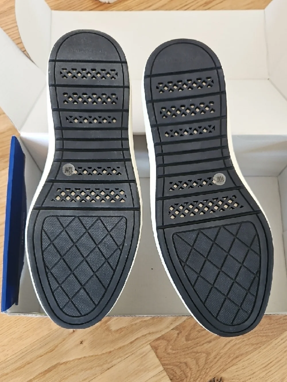 Vince Camuto Black Leather Slip-On Loafers with White Sole